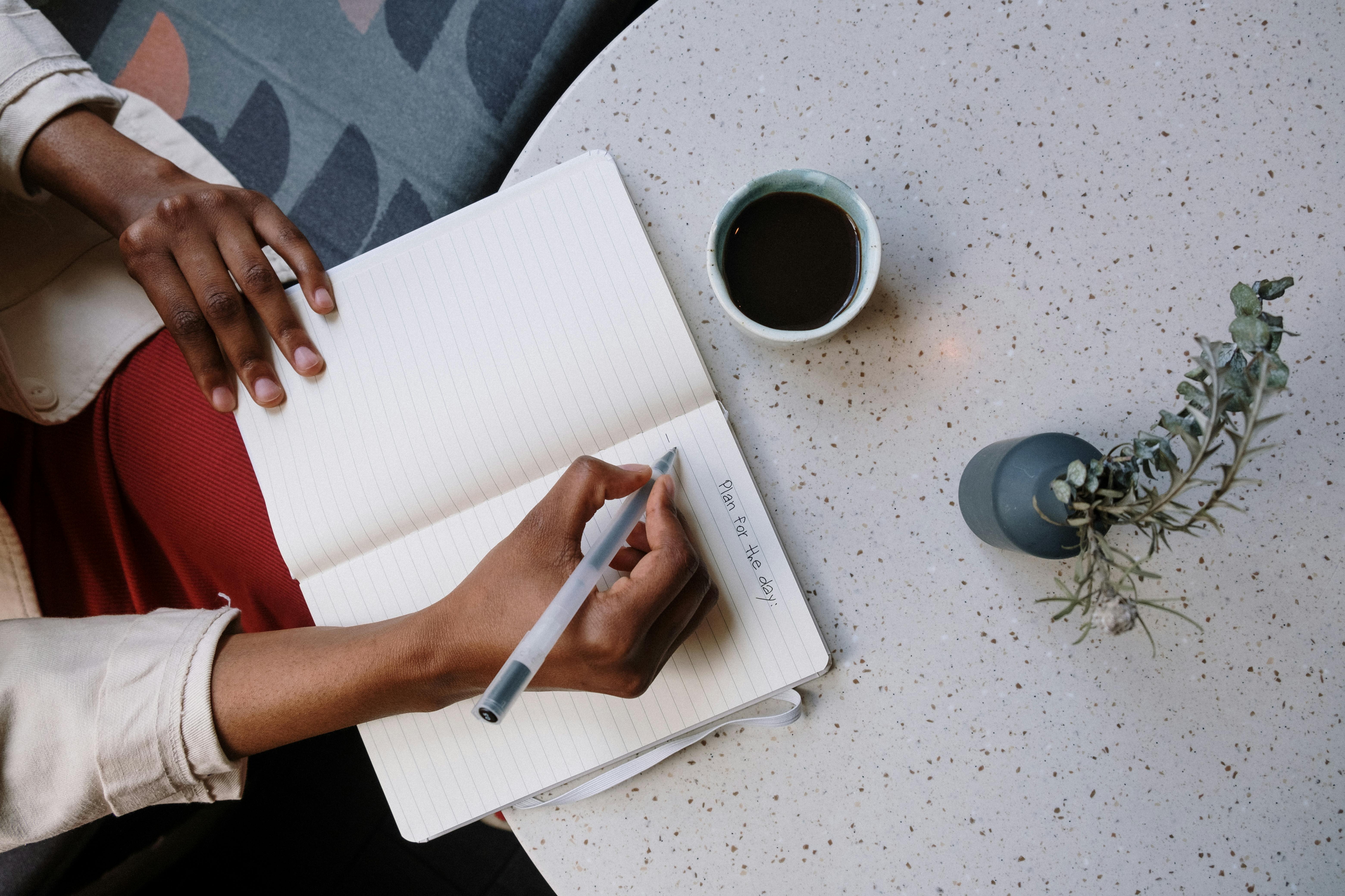 Woman prioritizing her day